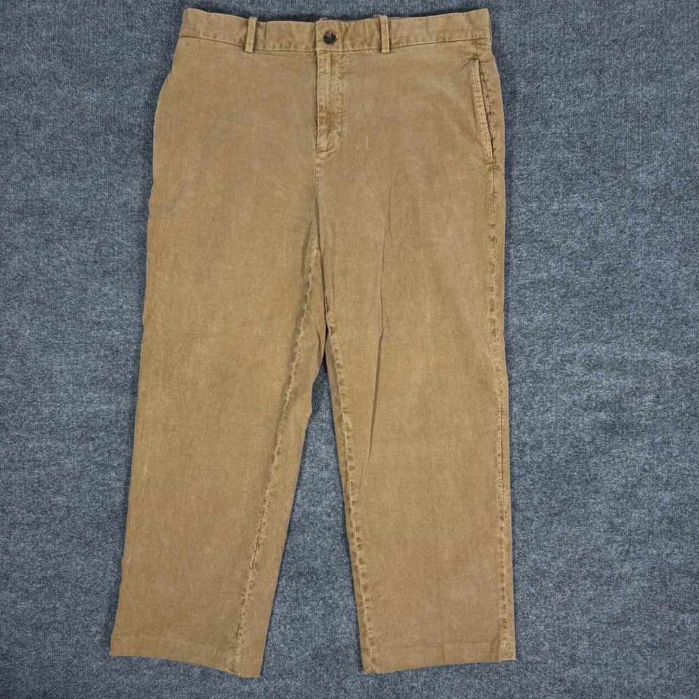 Brooks Brothers Corduroy Pants Mens 36x28 Tan Brown Cotton Stretch Chino EUC NEW